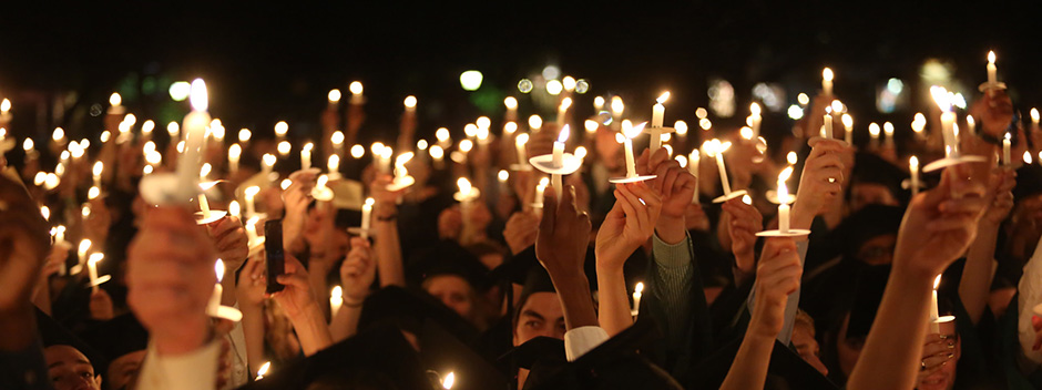 Graduates at the Candlelight Ceremony during Commencement Weekend