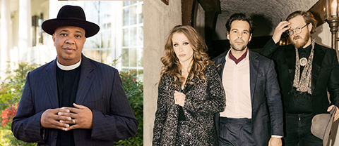 Ampersand International Arts Festival: Rev Run and The Lone Bellow band members in two stitched photos